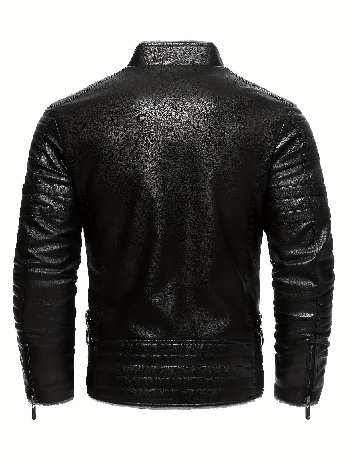 Men’s Winter Plush Motorcycle Jacket – Slim Fit, Full Zip, Warm & Stylish