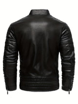 Men’s Winter Plush Motorcycle Jacket – Slim Fit, Full Zip, Warm & Stylish