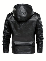 Men’s Windproof Leather Jacket with Fleece Lining – Warm Casual Outerwear