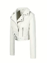Women’s Biker Jacket – Chic Motorcycle Zip-Up Coat