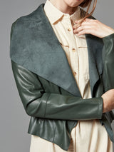 Women’s Open Front Leather Jacket – Classic Lapel Outerwear