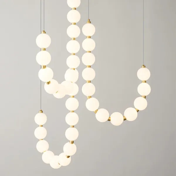 LED White Necklace Chandelier - Modern Pendant Light Fixture for Dining Room & Living Space