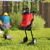 15-Amp Electric Wood Chipper and Shredder, Corded Leaf Mulcher with 15:1 Reduction, Safety Lock, 1.77" Cutting Diameter, Collection Bag & Wheels
