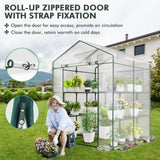 4.6 x 4.7 x 6.5 FT Walk-in Greenhouse with 3 Tiers 4 Shelves, 4 Ground Stakes & Ropes, PVC Cover, Roll-up Zippered Door