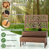 2-Tier Wooden Raised Garden Bed with Trellis, 2 Planter Boxes, Drainage Holes, Outdoor Elevated Planter Box for Flowers Herbs Vegetables Fruits