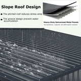 12 x 9.8 FT All-Weather Outdoor Storage Shed, Rustproof Galvanized Metal Utility Tool Shed w/Lockable Door, Pitched Roof, Windows