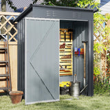 5 x 3 FT Outdoor Storage Shed, Galvanized Metal Tool House with Sloped Roof, 2 Vents, Lockable Door, Waterproof & Windproof Utility Tool Organizer