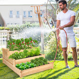 3-Tier Raised Garden Bed, 49" x 49" x 22" Fir Wood Elevated Planter Box for Growing Vegetable/Flower/Herb, Plant Display Container Rack