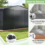 12 x 9.8 FT All-Weather Outdoor Storage Shed, Rustproof Galvanized Metal Utility Tool Shed w/Lockable Door, Pitched Roof, Windows