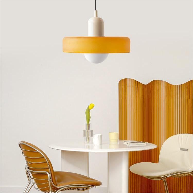 Bauhaus Pendant Light | Colored Glass, Adjustable Height & Ideal for Dining Rooms and Modern Interiors