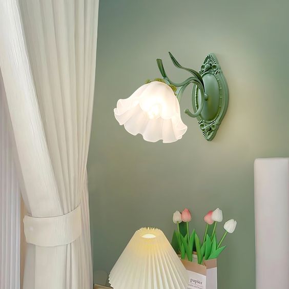 LED Lily of the Valley Flower Wall Lamp - Decorative Floral Light Fixture for Living Room & Bedroom Decor
