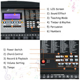 61 Key Keyboard Piano Starter Set with LCD Screen, Portable Digital Piano with Headphone, Foldable Piano Bench, Dual Power Supply