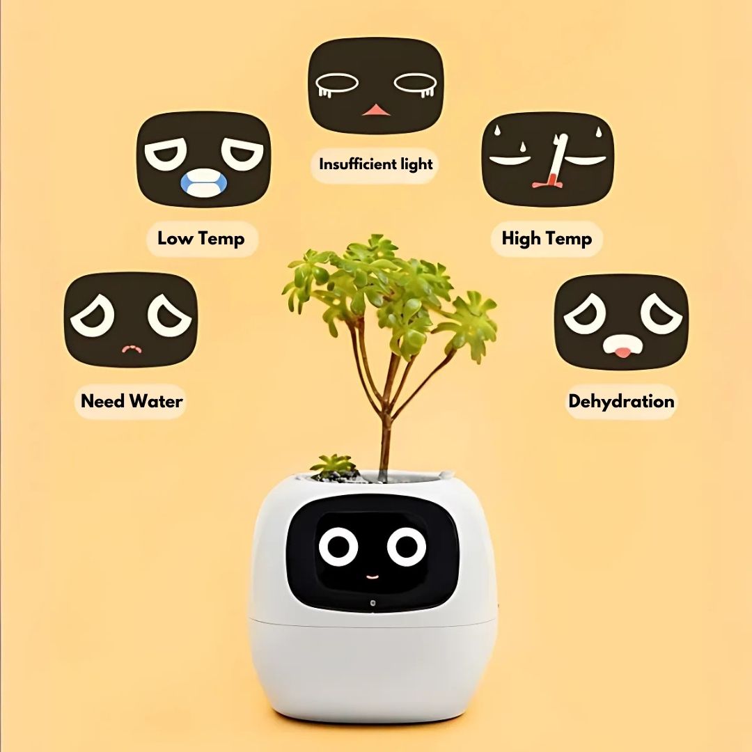 AI Smart Plant Pot | Self-Watering, Interactive with 70+ Expressions & Compatible with Smart Home Systems for Indoor & Outdoor Use