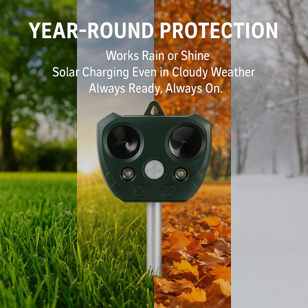 Ultrasonic Bird & Pest Defender | Weatherproof, Solar-Powered & Effective for Garden Protection