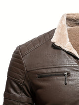 Men’s Winter Plush Motorcycle Jacket – Slim Fit, Full Zip, Warm & Stylish