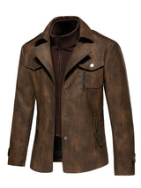 Men’s High-End Windproof Leather Jacket – Trench Style Outerwear for All Seasons