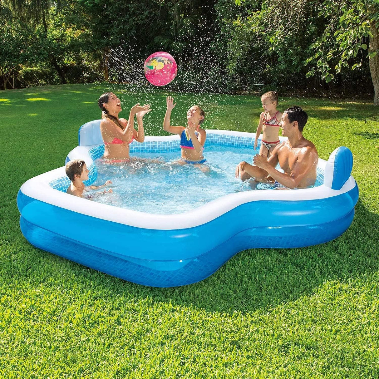 Elegant Family Pool, 10ft with 2 Inflatable Seats and Backrests