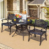 2/4Pcs All-Weather Cast Aluminum Chairs with Armrests & Curved Seats, Outdoor Dining Chairs Patio Bistro Armchairs