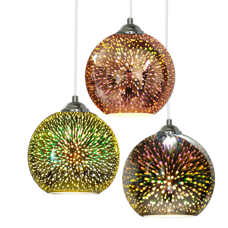 Modern Creative 3D Colorful Fireworks Glass 1-Light Dome Pendant Lamp