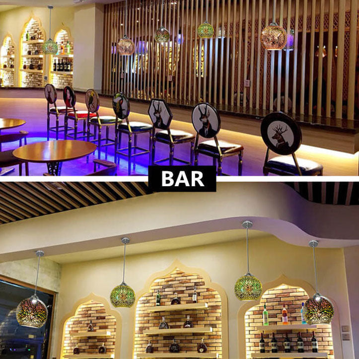 Modern Creative 3D Colorful Fireworks Glass 1-Light Dome Pendant Lamp