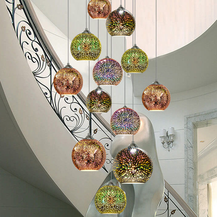 Modern Creative 3D Colorful Fireworks Glass 1-Light Dome Pendant Lamp