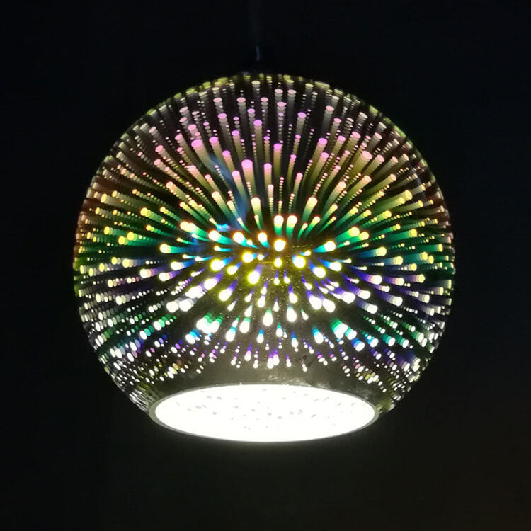 Modern Creative 3D Colorful Fireworks Glass 1-Light Dome Pendant Lamp