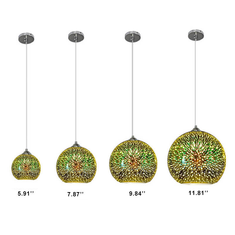 Modern Creative 3D Colorful Fireworks Glass 1-Light Dome Pendant Lamp