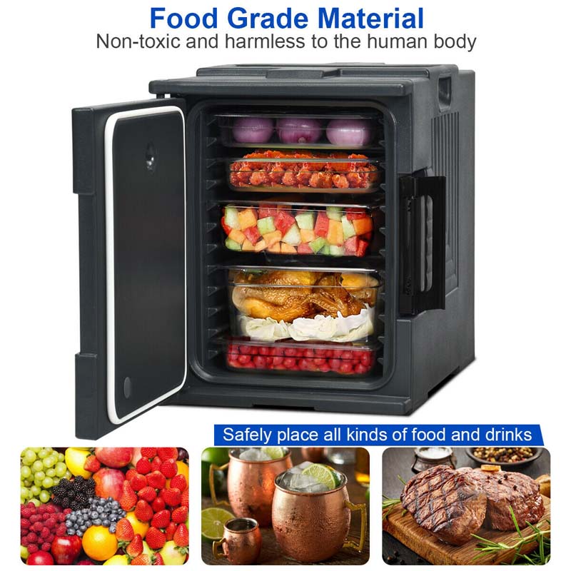95 Quart Front-Loading Insulated Food Pan Carrier, Manual Lockable Food Transporter with Handle for 8 Size Food Pans