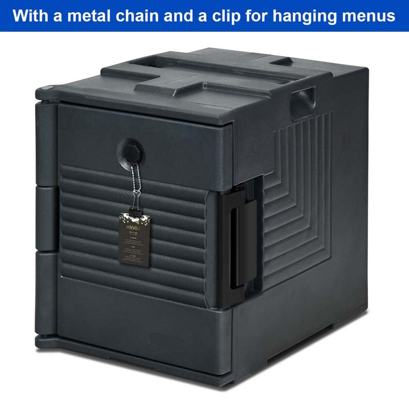 95 Quart Front-Loading Insulated Food Pan Carrier, Manual Lockable Food Transporter with Handle for 8 Size Food Pans