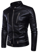 Men’s Slim Fit Leather Biker Jacket – Classic Motorcycle Style for Casual Wear