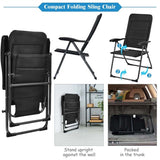 2-Pack Folding Patio Chairs, 7-Position Adjustable Lawn Chair Recliner Camping Chair, Compact Outdoor Sling Chair, Fully Assembly
