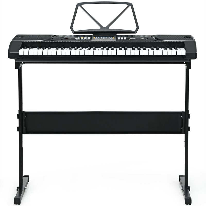 61 Key Keyboard Piano Starter Set with LCD Screen, Portable Digital Piano with Headphone, Foldable Piano Bench, Dual Power Supply