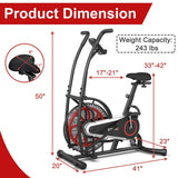 Air Resistance Upright Bike with LCD Monitor, Phone Holder & Built-in Wheels, Fully Adjustable Stationary Exercise Fan Bike