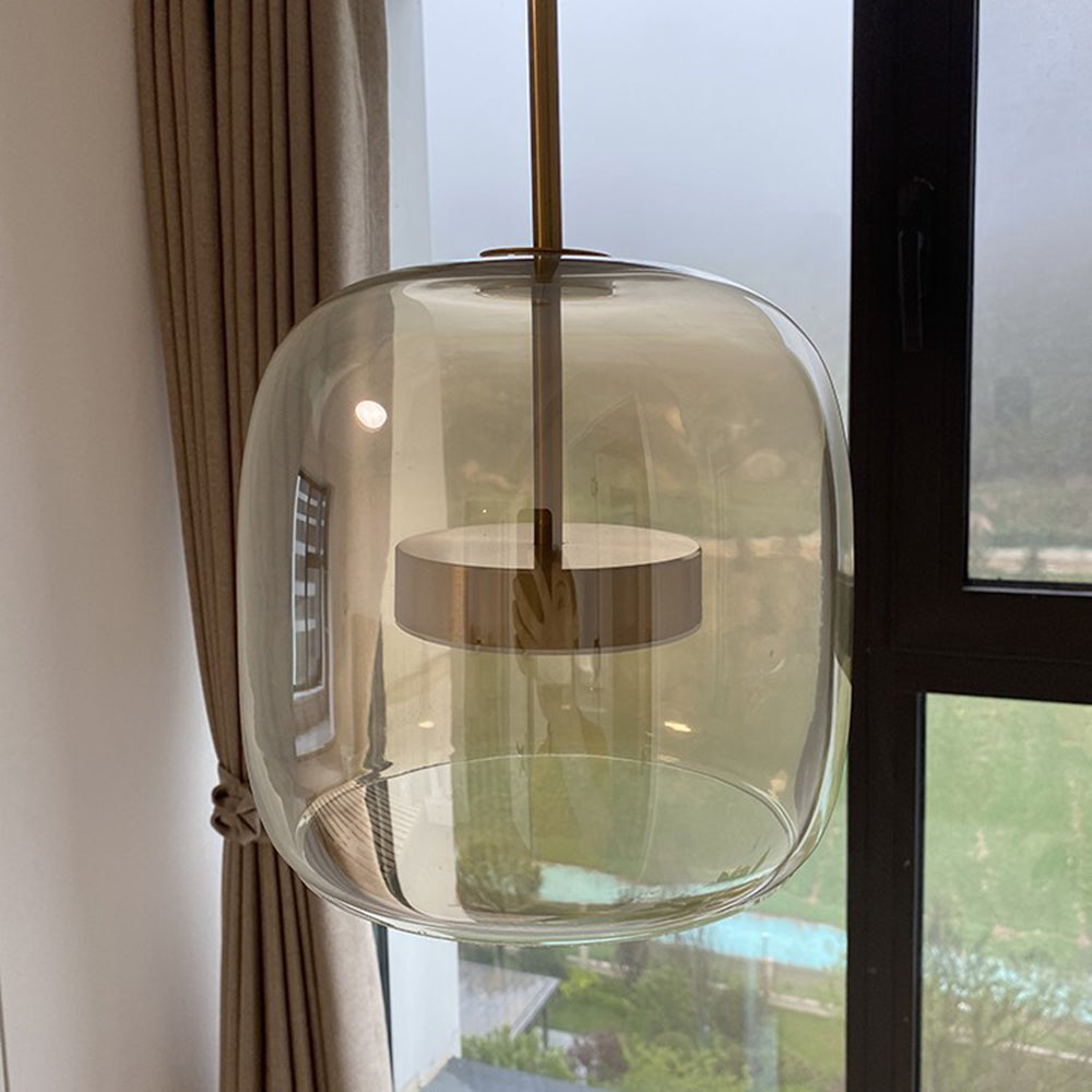 LED Pendant Lamps Golden Amber Metal Glass Bedroom