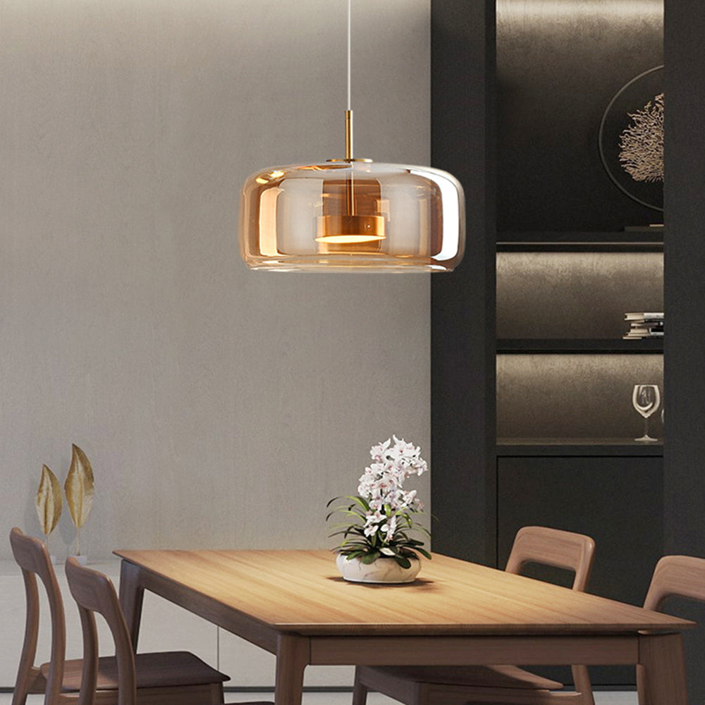 LED Pendant Lamps Golden Amber Metal Glass Bedroom
