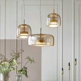 LED Pendant Lamps Golden Amber Metal Glass Bedroom