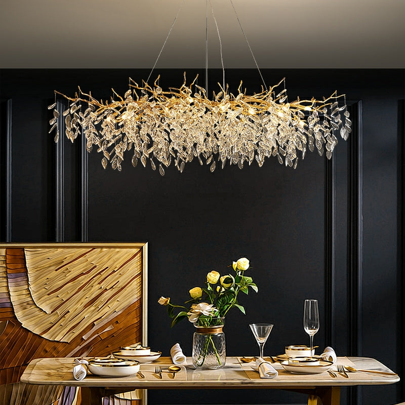 French Style Crystal Chandelier with Branch Design for Living Room & Dining Room Lighting