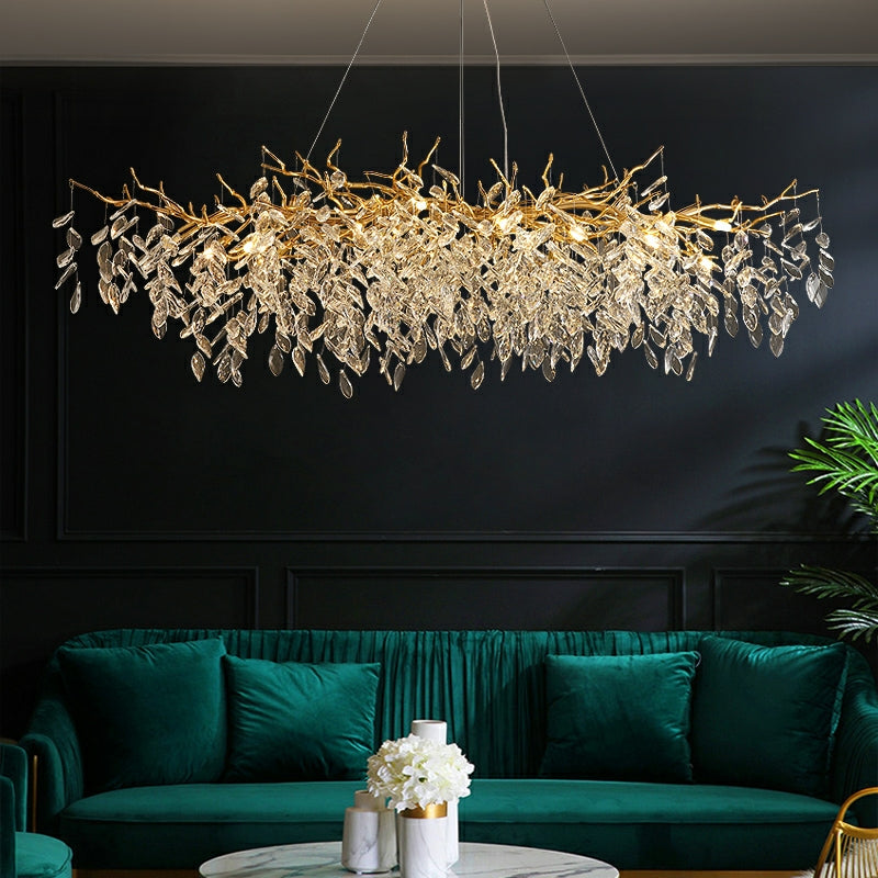 French Style Crystal Chandelier with Branch Design for Living Room & Dining Room Lighting
