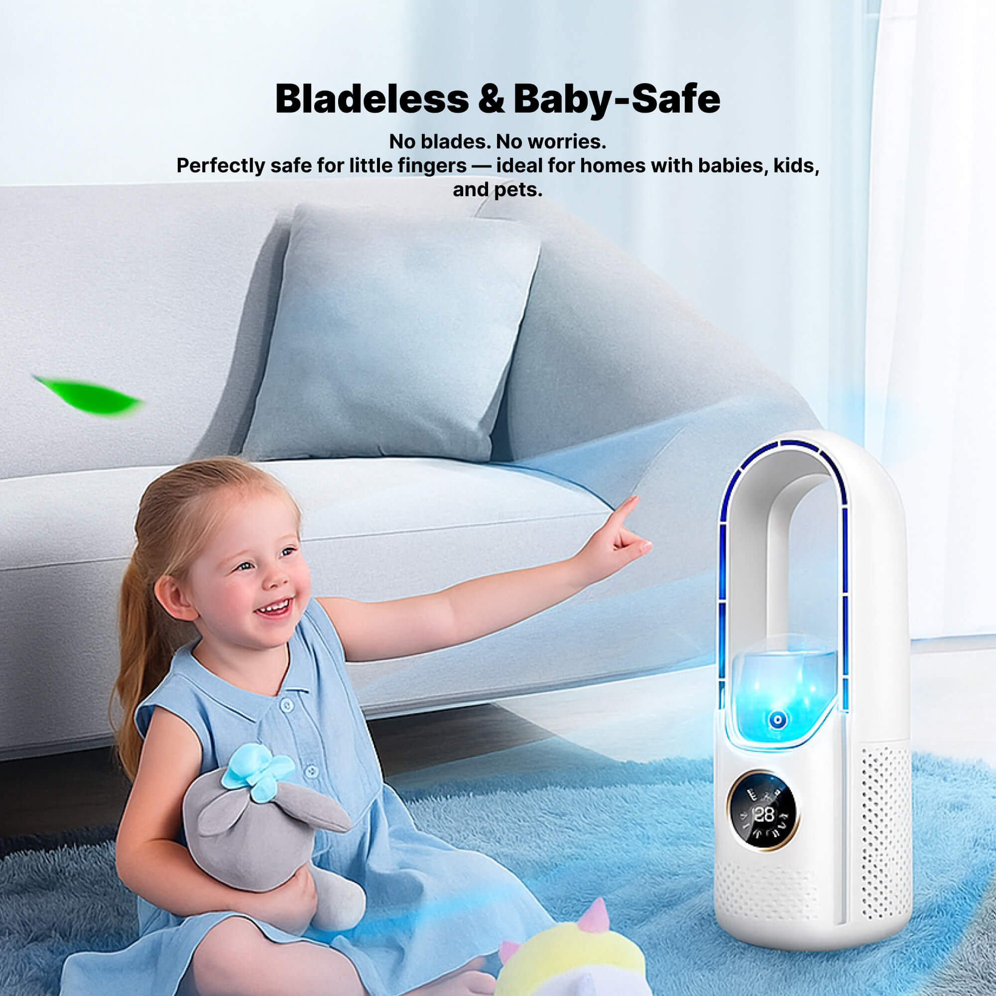 Bladeless Portable Air Conditioner | Ultra-Quiet, Ergonomic Design & Ideal for Home and Office Use