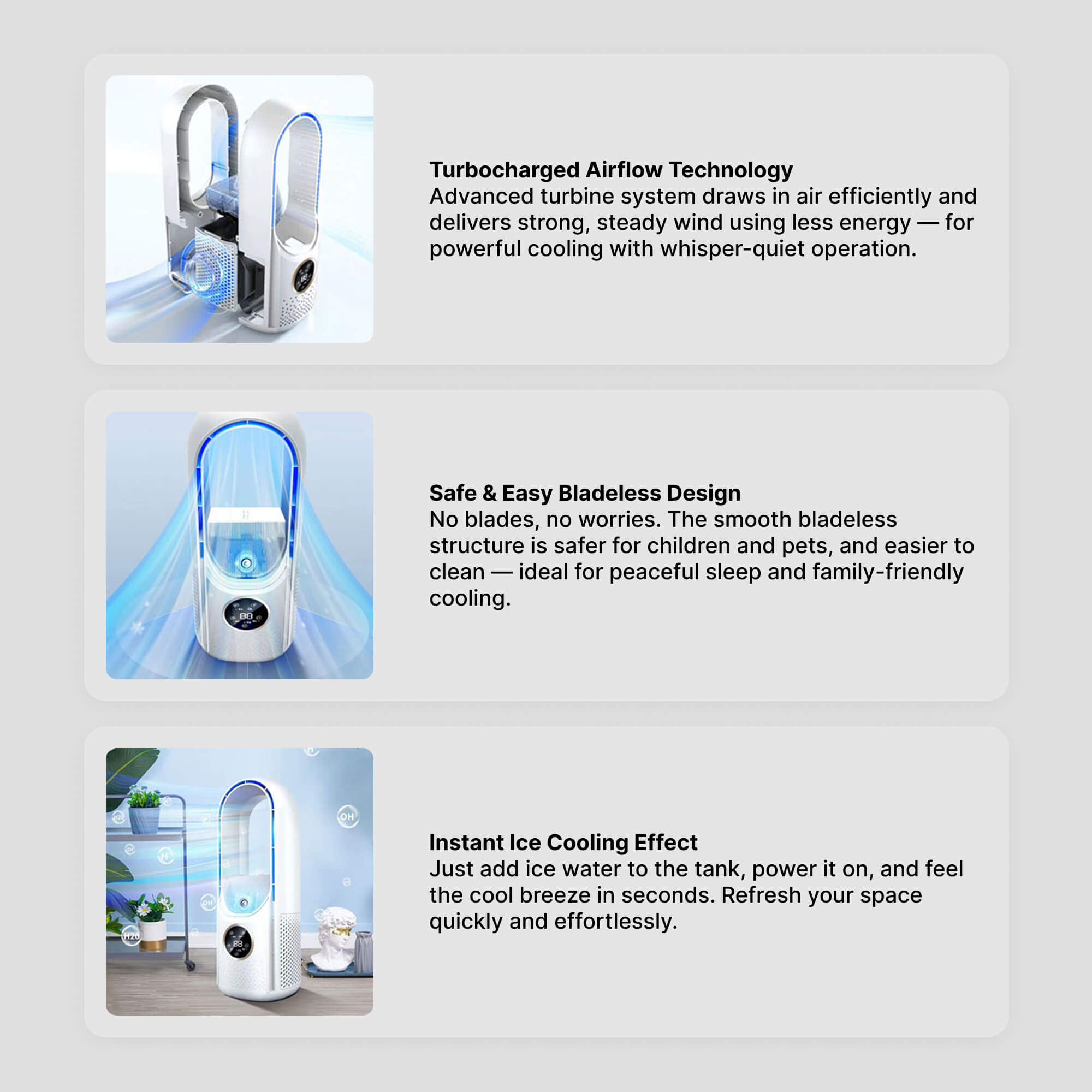 Bladeless Portable Air Conditioner | Ultra-Quiet, Ergonomic Design & Ideal for Home and Office Use