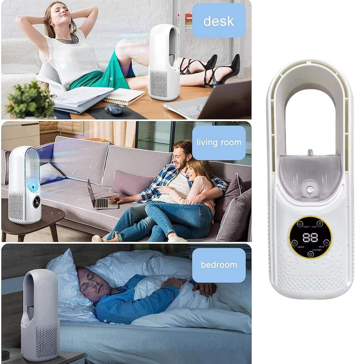 Bladeless Portable Air Conditioner | Ultra-Quiet, Ergonomic Design & Ideal for Home and Office Use