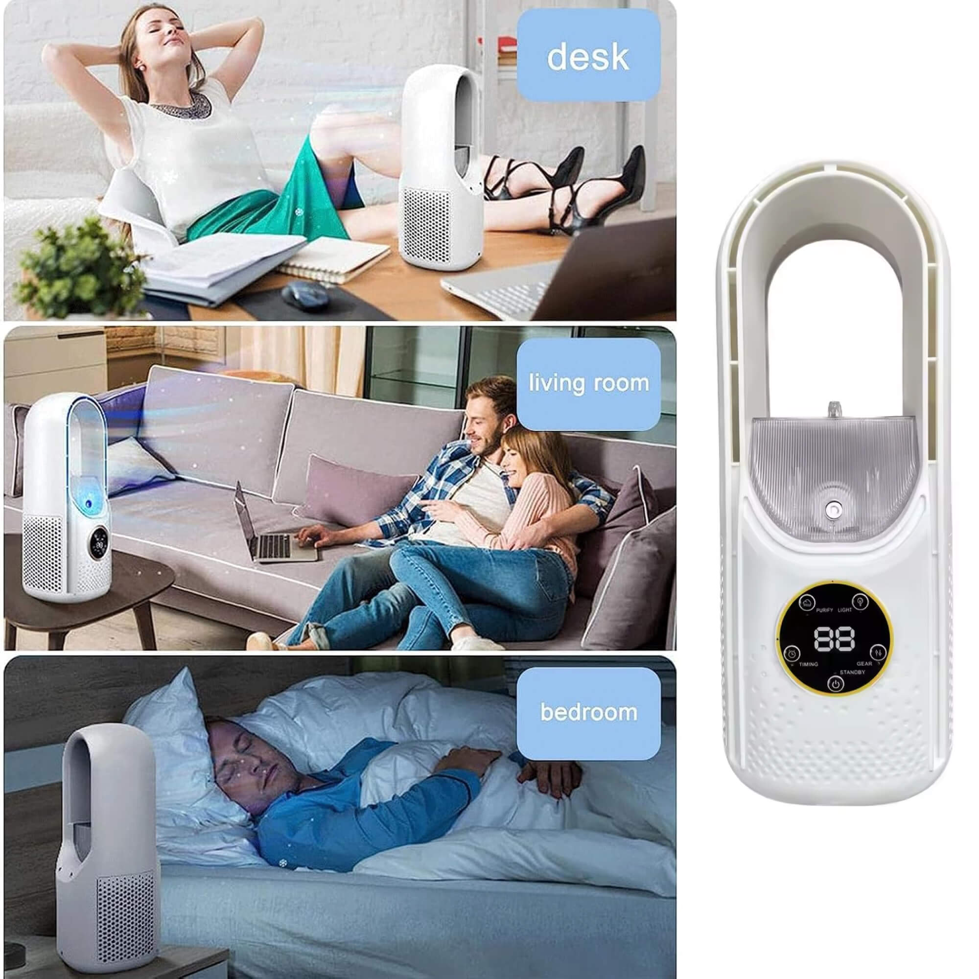 Bladeless Portable Air Conditioner | Ultra-Quiet, Ergonomic Design & Ideal for Home and Office Use