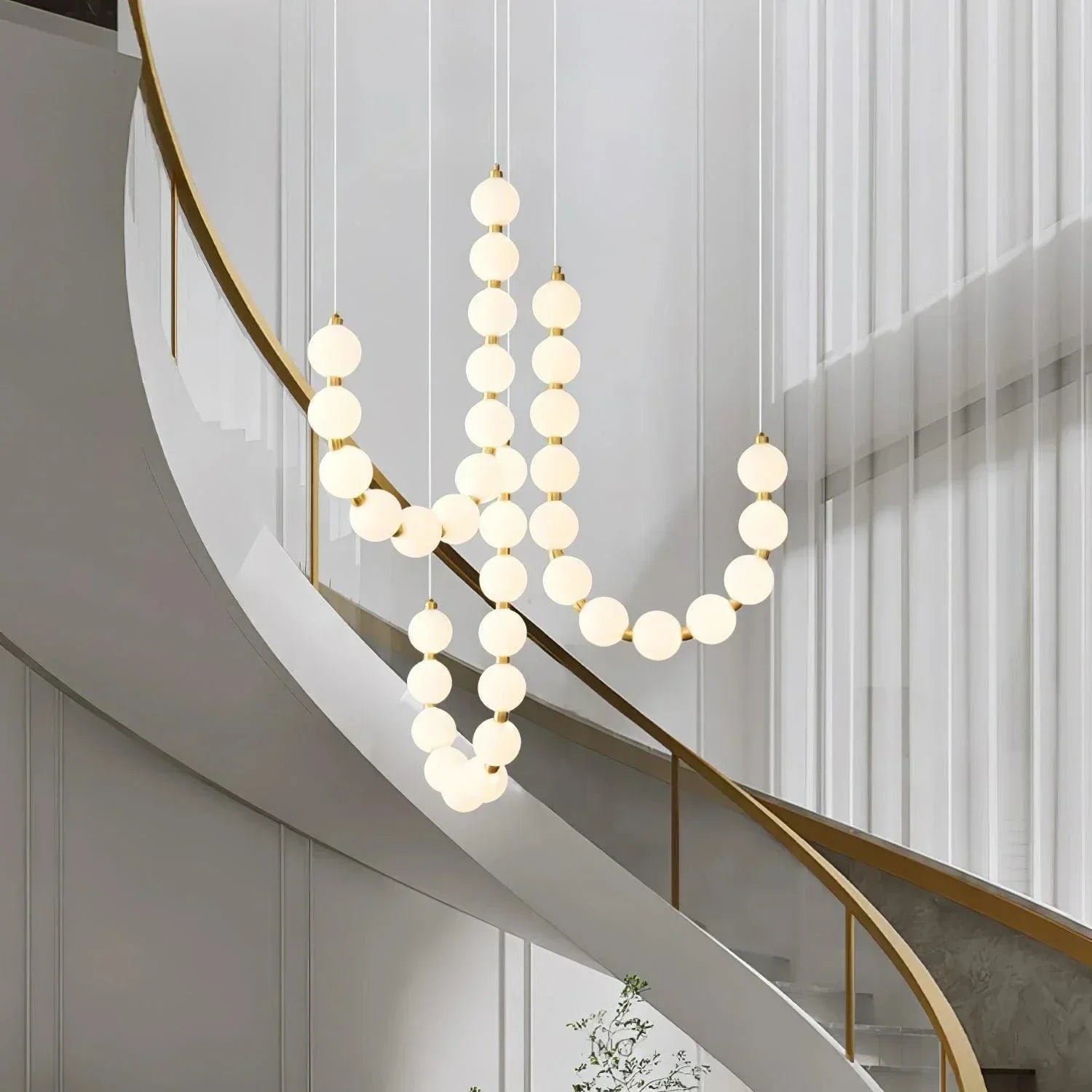 LED White Necklace Chandelier - Modern Pendant Light Fixture for Dining Room & Living Space