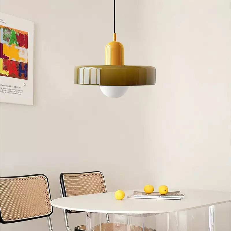 Bauhaus Pendant Light | Colored Glass, Adjustable Height & Ideal for Dining Rooms and Modern Interiors