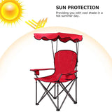 Outdoor Canopy Chair, Portable Folding Beach Chair with 2 Cup Holders, 600D PVC Fabric Camping Chair Lawn Chair