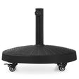50 LBS Rattan Style Resin Patio Umbrella Base Stand with Lockable Wheels, 20.5" Heavy-Duty Round Outdoor Umbrella Holder