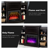 70" Mantel Fireplace TV Stand with 28.5" 750W/1500W Electric Fireplace Insert, Modern Media Fireplace Cabinet Built-in 6 Storage Shelves