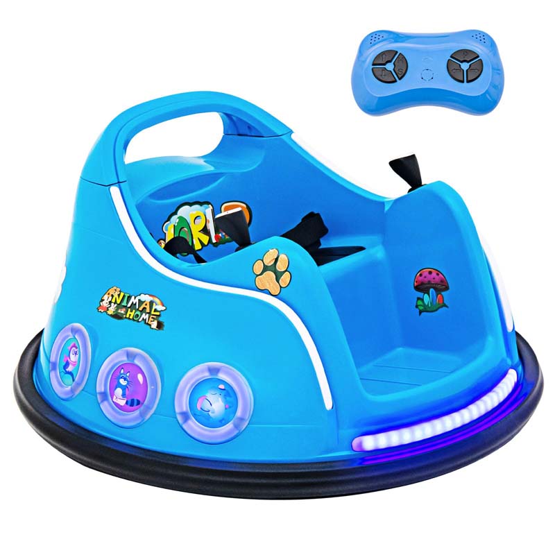 Electric Toddler Bumper Car with Remote Control, Flashing LED Light & Music, 12V Battery Powered Baby Ride on Bumper Toy Car