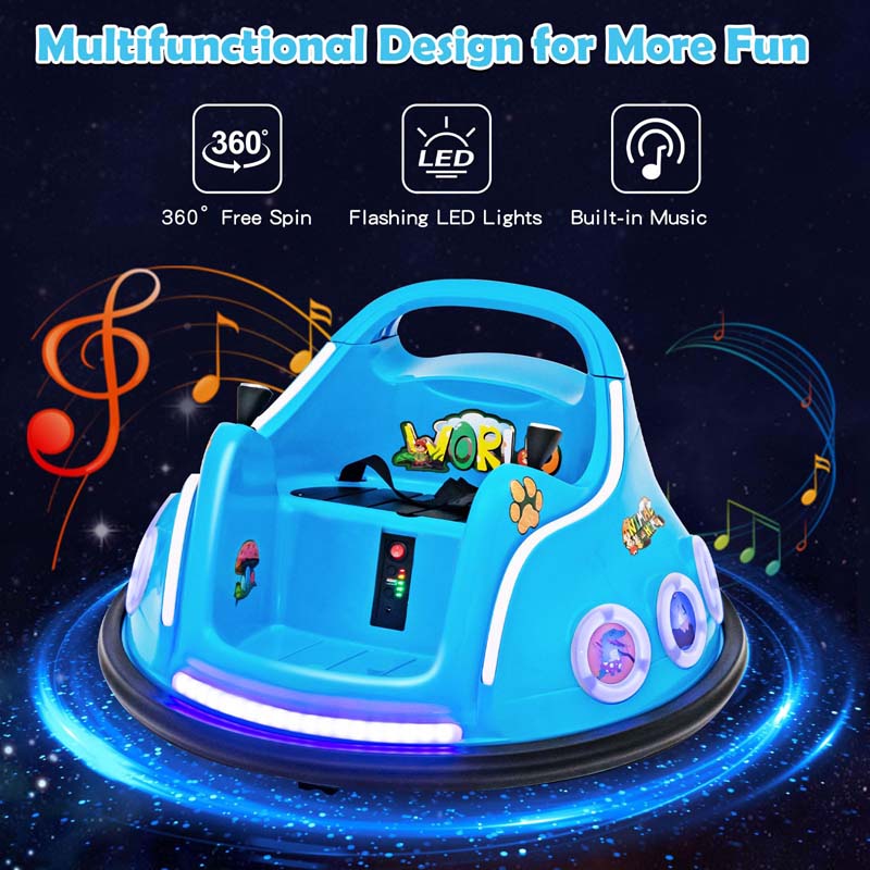 Electric Toddler Bumper Car with Remote Control, Flashing LED Light & Music, 12V Battery Powered Baby Ride on Bumper Toy Car