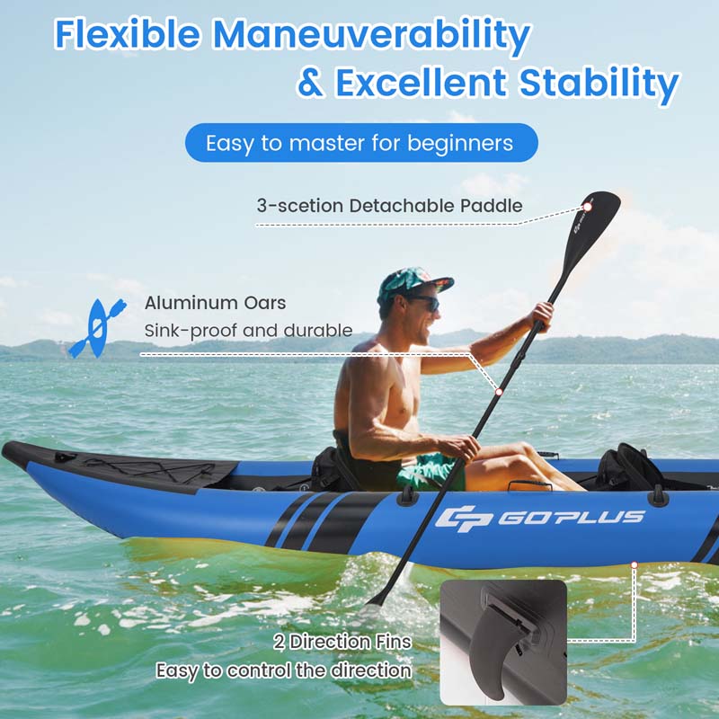 2-Person Inflatable Kayak Set with 2 Aluminium Oars & Repair Kit, 12.5Ft 507lbs Portable Fishing Touring Kayaks for Adults